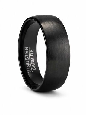 Tungsten Carbide Black Matte Brushed Wedding Band 8mm Comfort Fit-Non Scratch